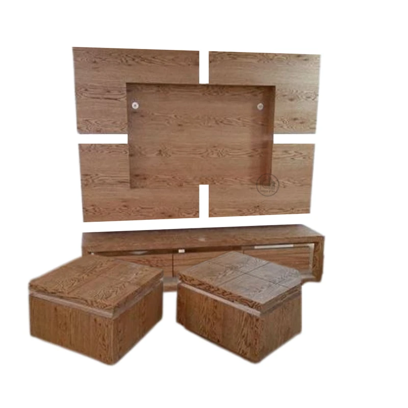 סט מזנון מסגרת ושולחן פורניר אלון | דגם פלזמה