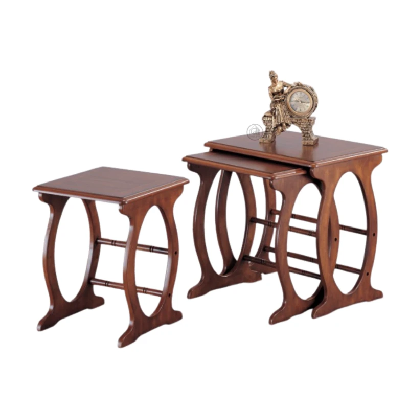 שלישיית שולחנות צד עץ מלא | דגם B0406