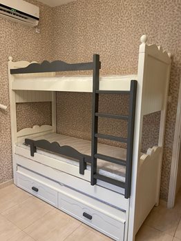 מיטת קומותיים עץ מלא בצביעת תנור | דגם שנאל