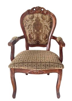 כיסא וינטג' מעץ מלא עם ידיות | דגם פרחוני 308