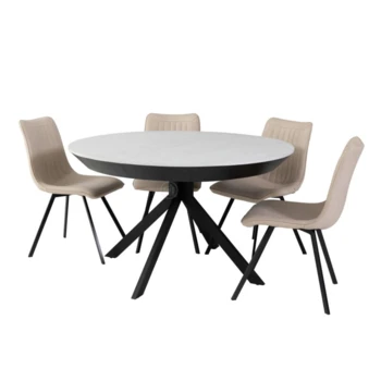 שולחן אוכל עגול נפתח דגם דגלאס | 3 גוונים לבחירה | רגל מתכת שחורה