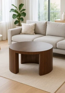 שולחן סלון עגול | עץ מנגו טבעי.  WWW.G-H.CO.IL