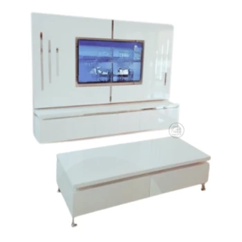 סט מזנון מסגרת ושולחן אפוקסי מבריק | דגם פלזמה