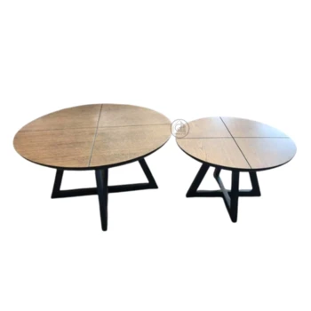 שולחן סלון עגול עץ שחור | דגם מרצדס