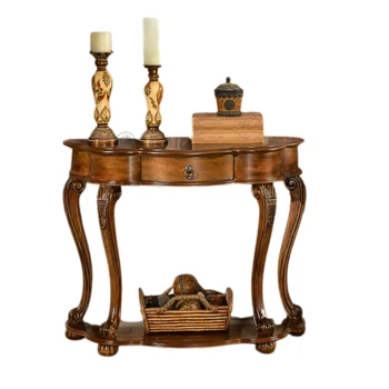 קונסולה מעץ מלא עם מגירה ומדף | דגם B0642