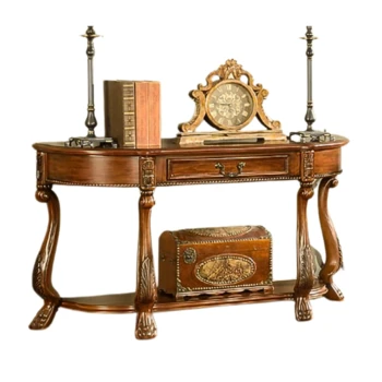 קונסולה מעץ מלא עם מגירה ומדף | דגם HSC010