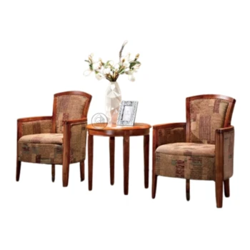 זוג כורסאות עץ מרופדות ושולחן קפה | דגם B01