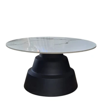 גרין האוס רהיטים | WWW.G-H.CO.IL | זוג שולחנות עגולים - פלטת שיש רגל שחורה עבה