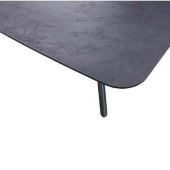 שולחן אוכל נפתח שחור בטון, שולחן אירוח ל-12 סועדים, שולחן מודרני עם רגלי ברזל, שולחן איכותי