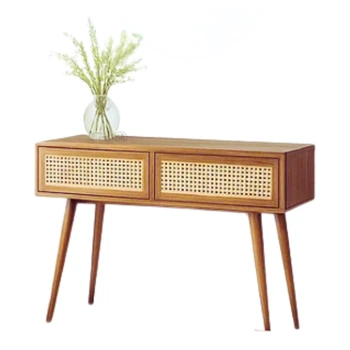 קונסולה | עץ מנגו עם מגירות ראטן. גרין האוס רהיטים