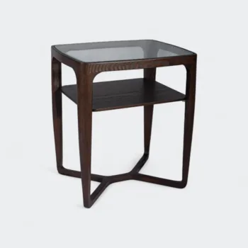 שולחן צד עץ מלא בשילוב זכוכית | 41/35 גובה 55 ס"מ