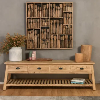 מזנון עץ מלא עם 4 מגירות  | דגם טרפז WWW.G-H.CO.IL