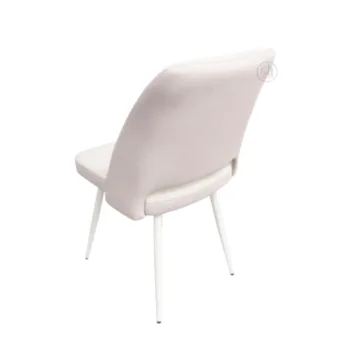 יסא מרופד | שמנת עם רגל מתכת לבנה | דגם פוזה  WWW.G-H.CO.IL