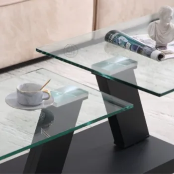 שולחן סלון 917 -  גוף שחור פלטת זכוכית WWW.G-H.CO.IL