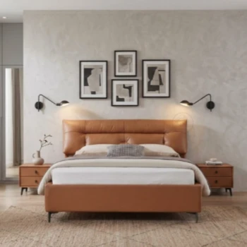 green_house_bed_diamond_real_leather_double_bed_with_matching_nightstands