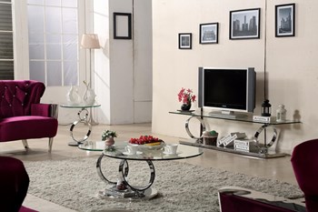 שולחן עיגולי זכוכית מסתובב. גרין האוס רהיטים