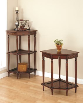 שולחן צד פינתי נמוך – עץ מלא עם מגירה ומדף תחתון | גרין האוס רהיטים