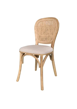 כיסא עץ אלון מרופד עם גב קש | דגם נוגה 