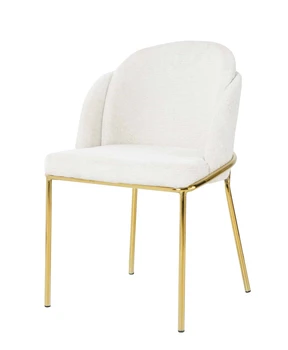 כיסא מרופד עם רגל זהב | דגם נרקיס בז'