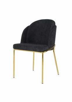 כיסא מרופד עם רגל זהב | דגם נרקיס שחור