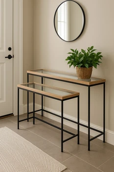 סט 2 קונסולות | עץ מנגו ורגלי מתכת