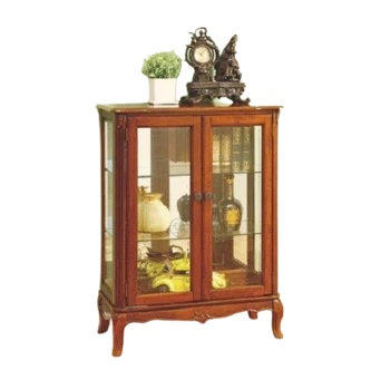 ויטרינה מעץ מלא וזכוכית קריסטל | דגם V360