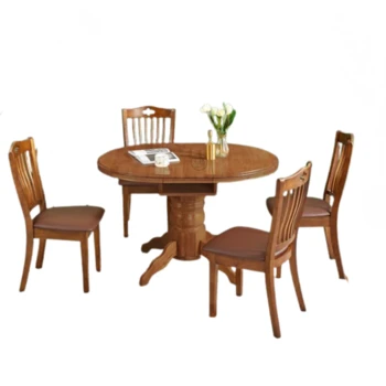 שולחן עגול מעץ מלא ו-4 כיסאות מרופדים | דגם פרו