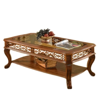 שולחן סלון | מסגרת עץ מלא עם פלטת זכוכית עבה