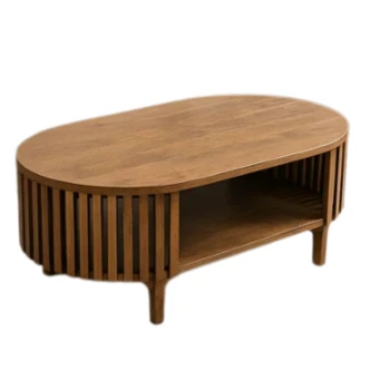 שולחן סלון אובלי | עץ מנגו מלא בגוון טבעי