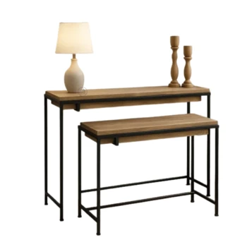 סט 2 קונסולות מעץ מנגו | דגם הייטקיסטי