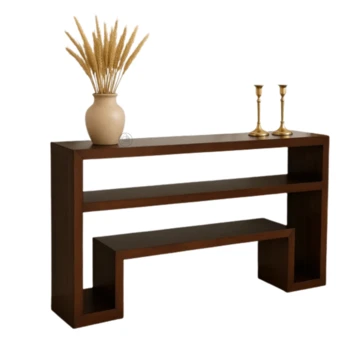 שידת עץ מנגו כהה | שלושה מדפים פתוחים