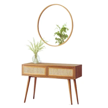 קונסולה | עץ מנגו עם מגירות ראטן