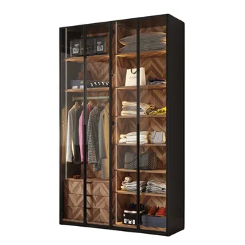 ארון 4 דלתות זכוכית ותאורת לד | דגם פליק