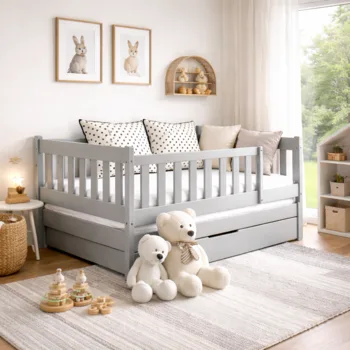 מיטת ילדים עם מיטת חבר מעץ מלא | דגם נלה