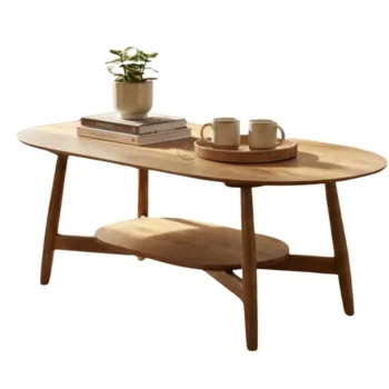 שולחן סלון אליפסה מעץ מלא | דגם D-7